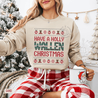 Thumbnail for Have a Holly Wallen Christmas Holiday Ugly Sweater Style - Sunlit Funlit | Graphic Tees for Country Concert Addicts