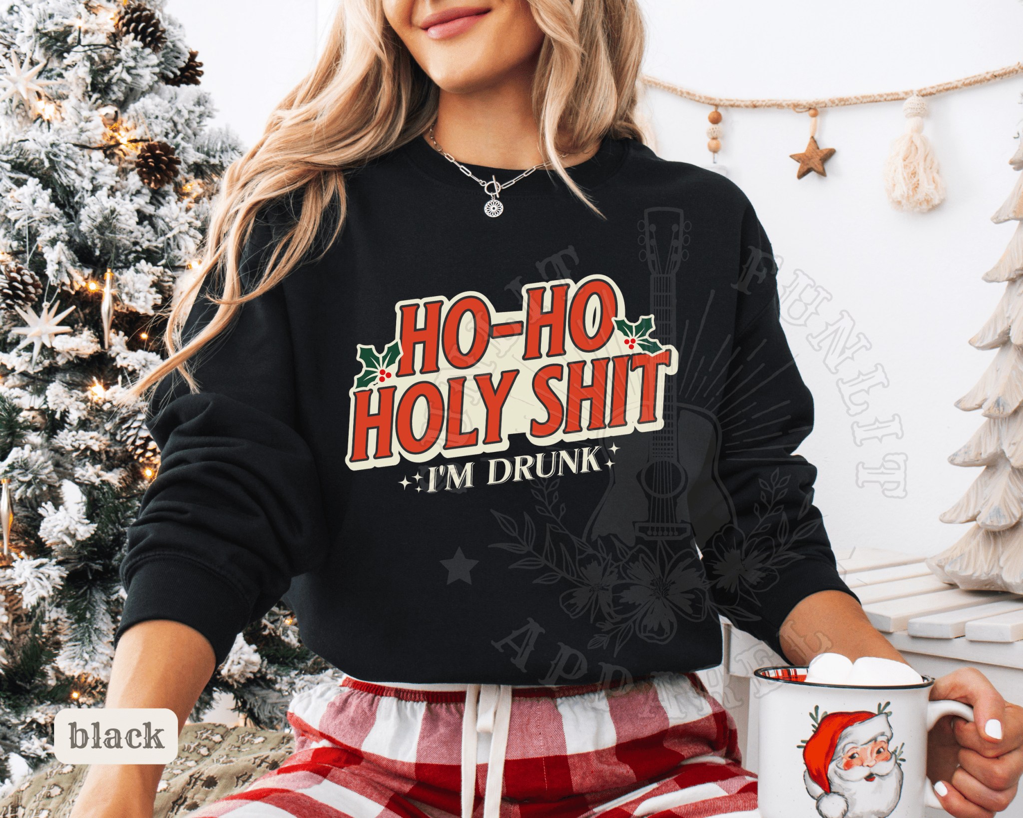 Ho Ho Holy Sh*t NSFW Funny Christmas Sweater - Sunlit Funlit | Graphic Tees for Country Concert Addicts