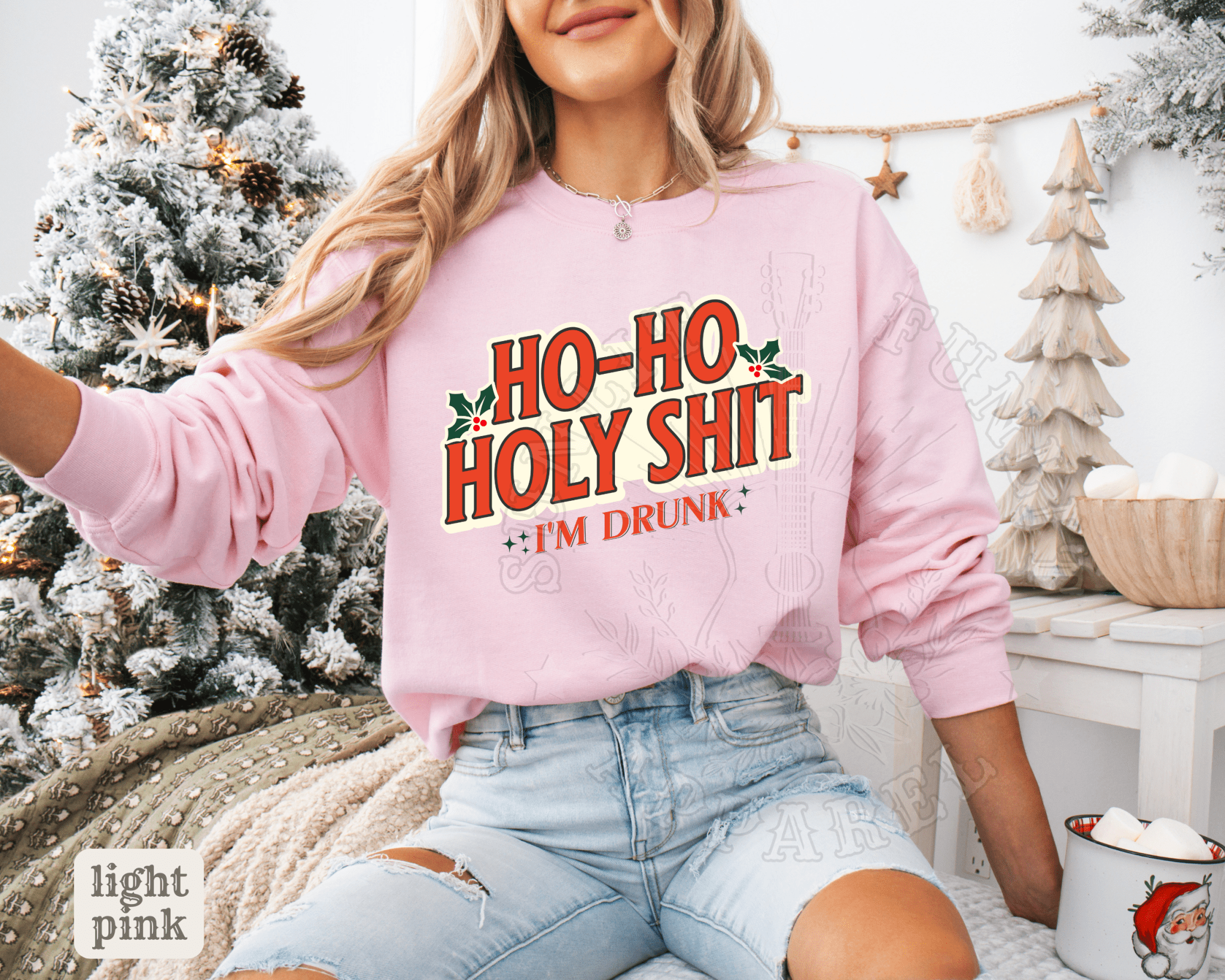 Ho Ho Holy Sh*t NSFW Funny Christmas Sweater - Sunlit Funlit | Graphic Tees for Country Concert Addicts