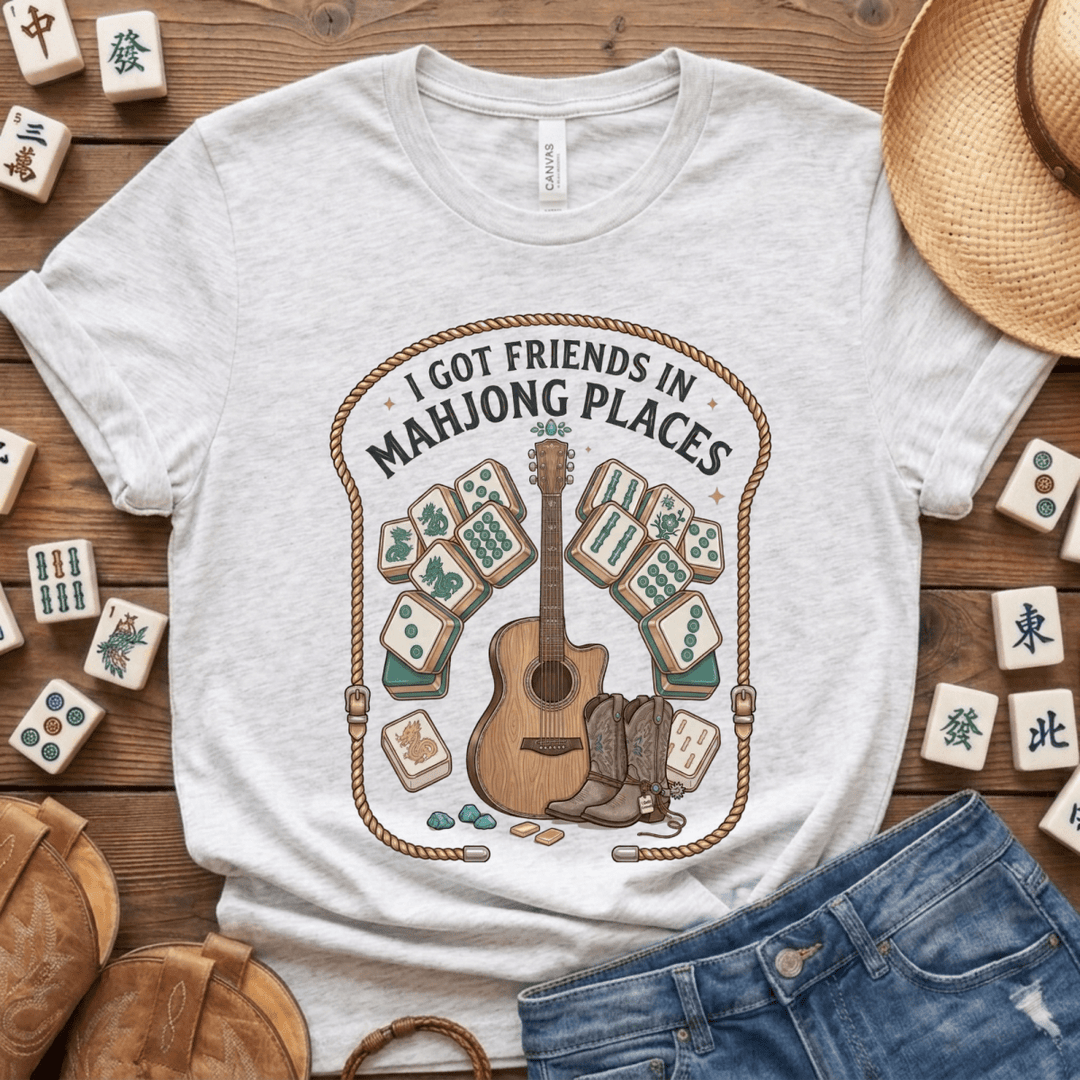 I Got Friends in Mahjong Places Lightweight Tee