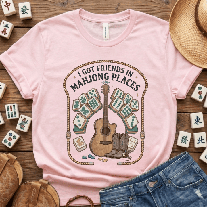 I Got Friends in Mahjong Places Lightweight Tee