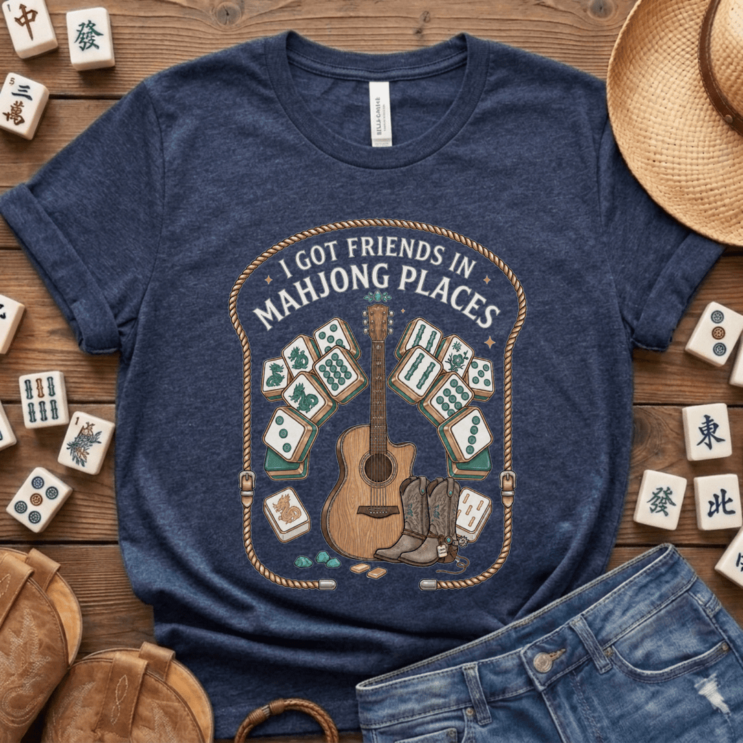 I Got Friends in Mahjong Places Lightweight Tee