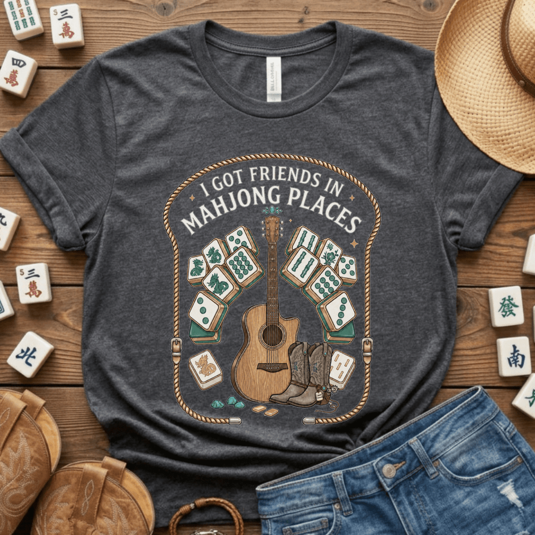 I Got Friends in Mahjong Places Lightweight Tee