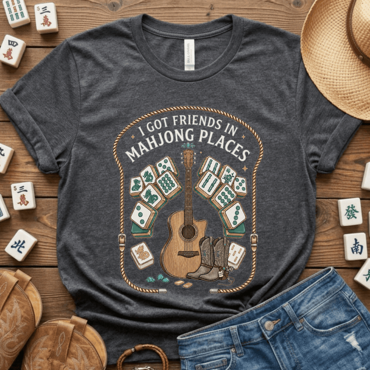 I Got Friends in Mahjong Places Lightweight Tee