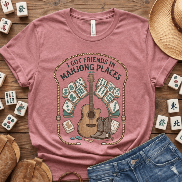 I Got Friends in Mahjong Places Lightweight Tee