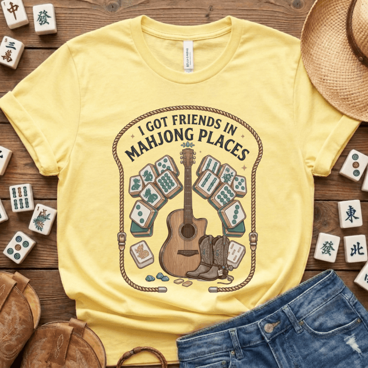 I Got Friends in Mahjong Places Lightweight Tee