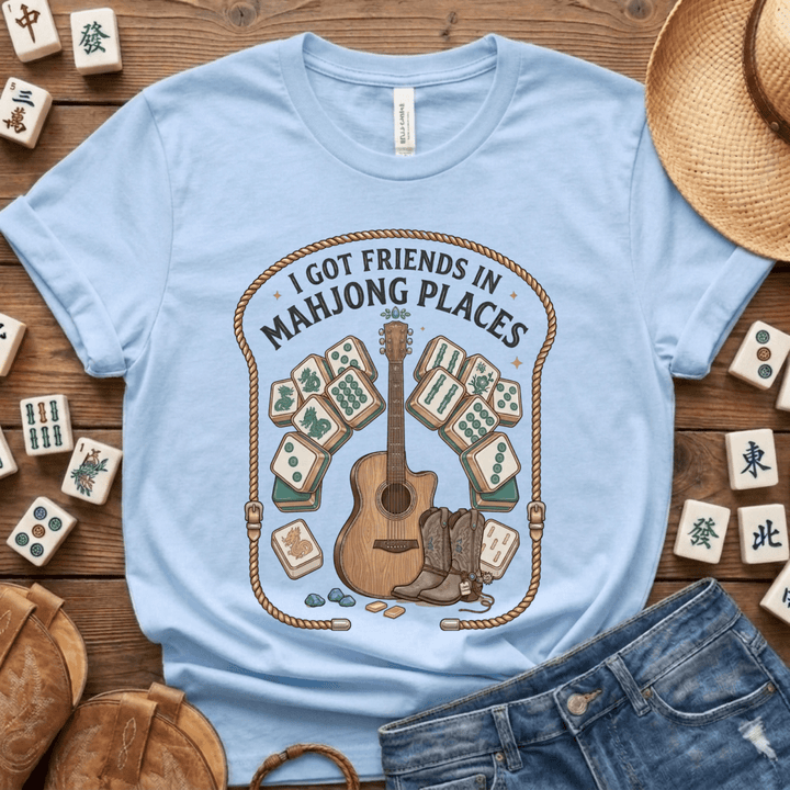I Got Friends in Mahjong Places Lightweight Tee