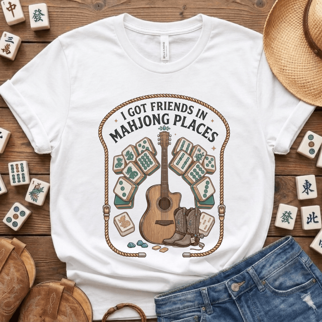 I Got Friends in Mahjong Places Lightweight Tee