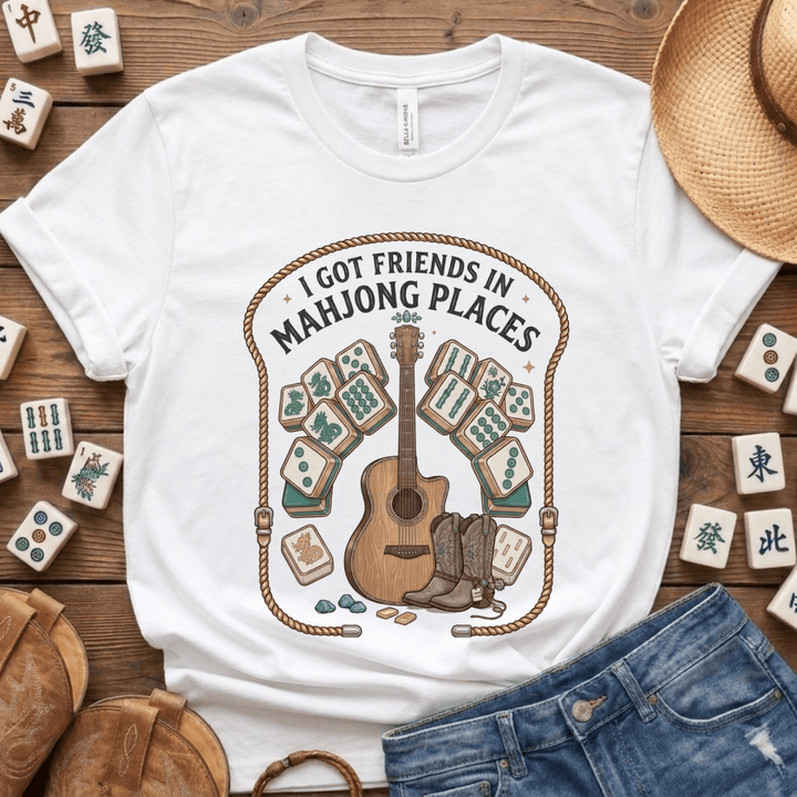 I Got Friends in Mahjong Places Lightweight Tee