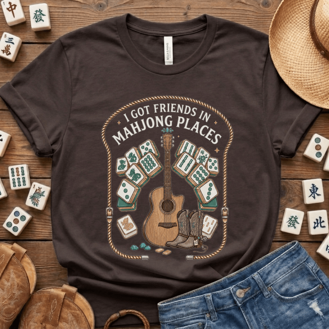 I Got Friends in Mahjong Places Lightweight Tee