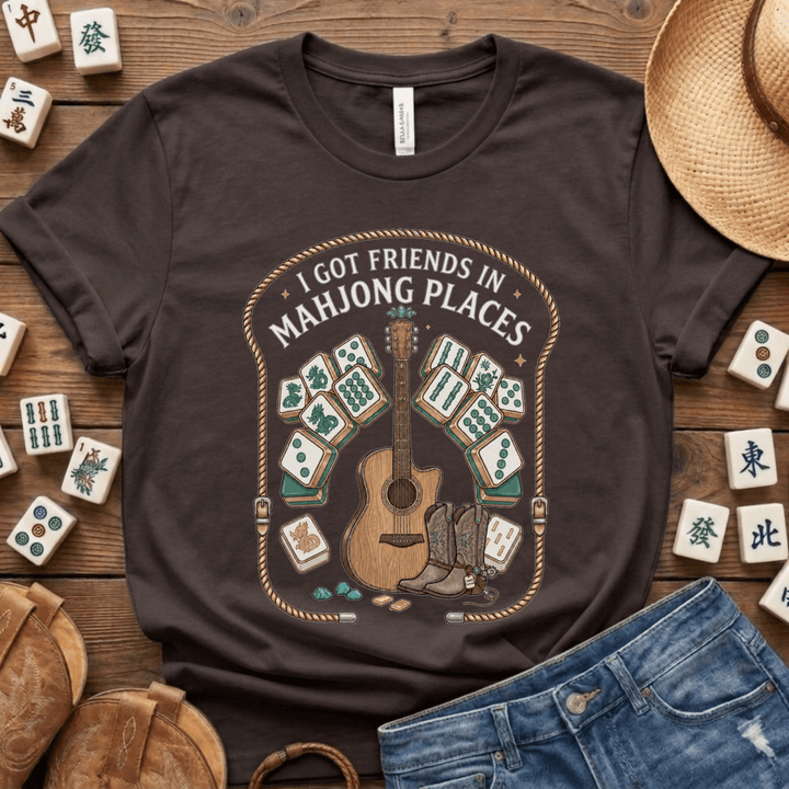 I Got Friends in Mahjong Places Lightweight Tee
