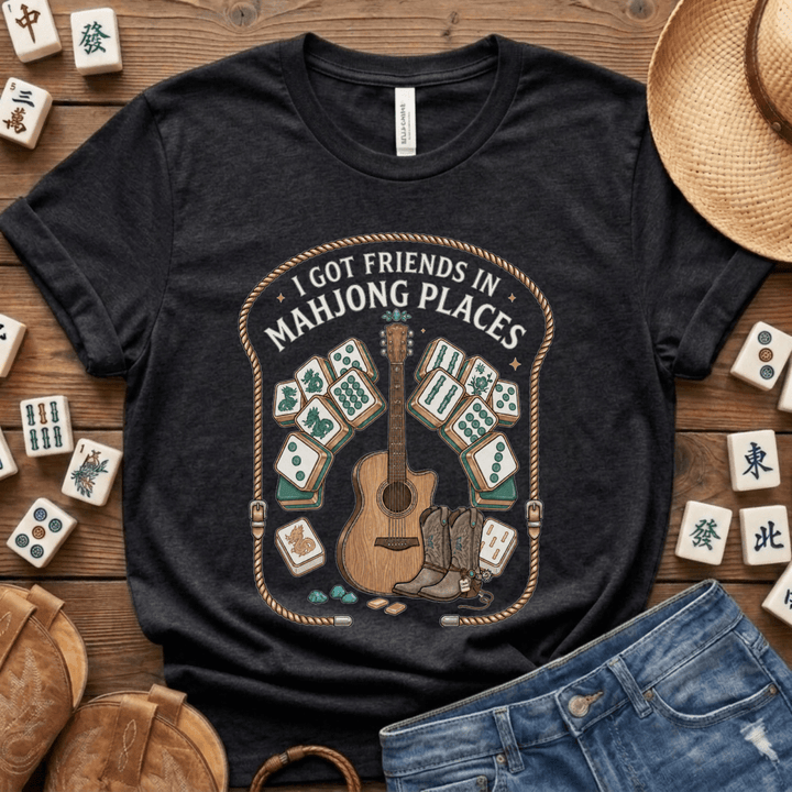 I Got Friends in Mahjong Places Lightweight Tee