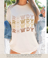 Thumbnail for Comfort Colors Western Shirt, Coastal Cowgirl Rowdy Tshirt, Country Concert Tee, Cowgirl Summer Shirt, Oversized Rodeo Shirt for for Teens - SunlitFunlit