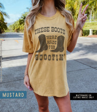 Thumbnail for Country Concert Shirt Dress, Country Music Tshirt Outfit, Boot Scootin Comfort Colors Distressed Vintage-Inspired Retro Western Graphic Tee - SunlitFunlit