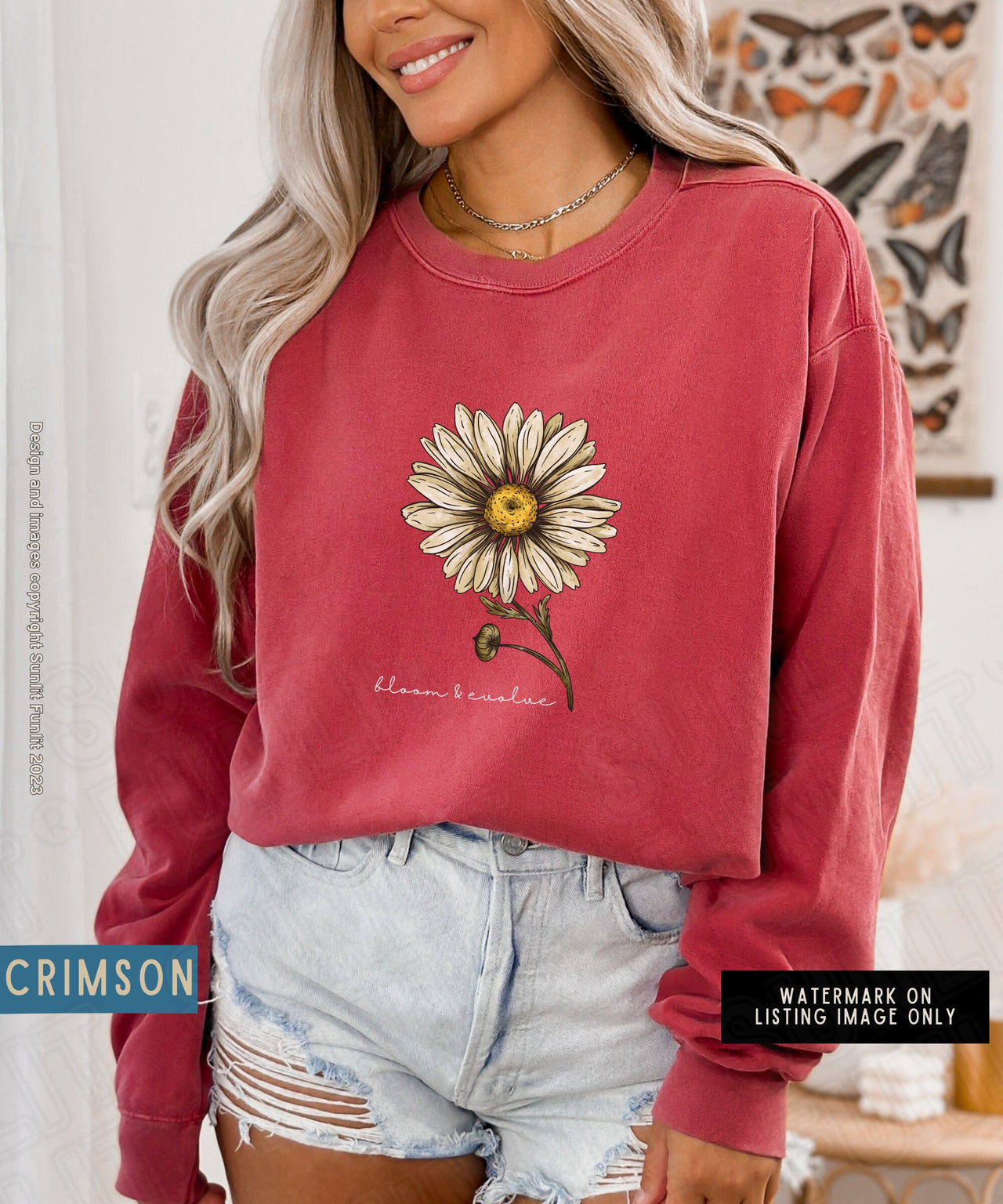 April Birth Flower Sweater, Comfort Colors Floral Sweatshirt, Minimalist Vintage Daisy Shirt, Birth Month Flower Birthday Gift Bloom Sweater - SunlitFunlit