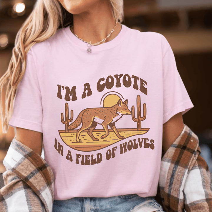 I'm a Coyote Retro Country Graphic Tee - Sunlit Funlit | Graphic Tees for Country Concert Addicts