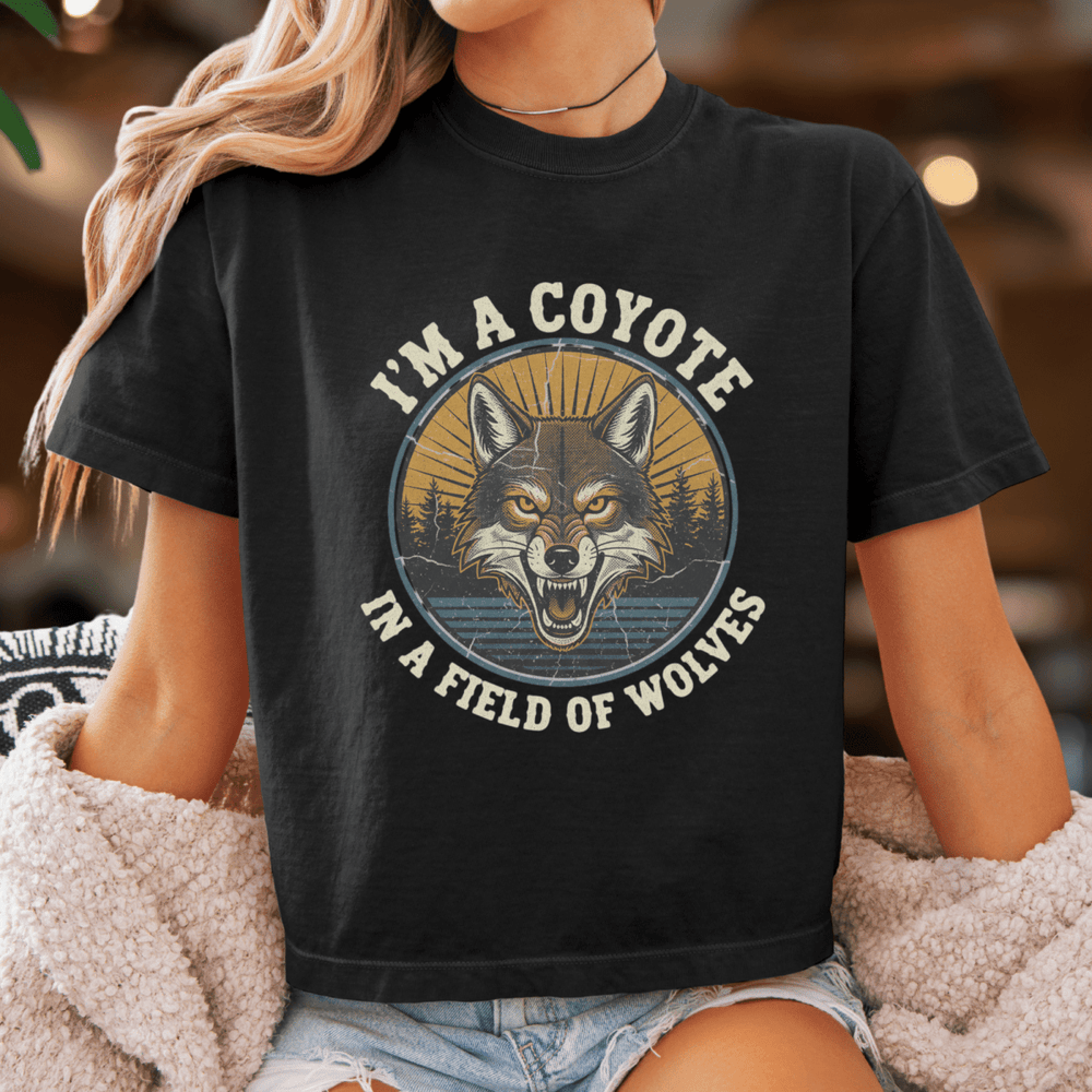 I'm a Coyote Vintage Cropped Tee - Sunlit Funlit | Graphic Tees for Country Concert Addicts