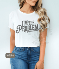 Thumbnail for I'm The Problem Country Concert Crop Top - Sunlit Funlit | Graphic Tees for Country Concert Addicts