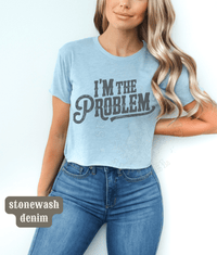 Thumbnail for I'm The Problem Wallen Concert Crop Top - Sunlit Funlit | Graphic Tees for Country Concert Addicts