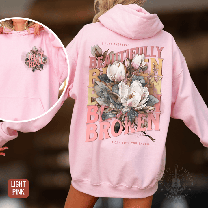 Jelly Beautifully Broken Floral Country Concert Hoodie - Sunlit Funlit | Graphic Tees for Country Concert Addicts