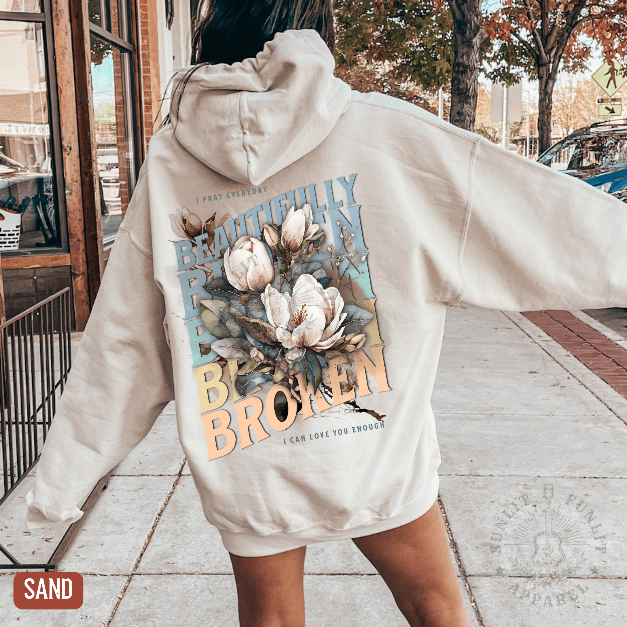 Jelly Beautifully Broken Floral Country Concert Hoodie - Sunlit Funlit | Graphic Tees for Country Concert Addicts