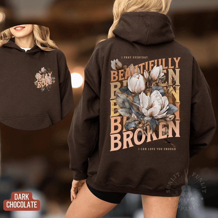 Jelly Beautifully Broken Floral Country Concert Hoodie - Sunlit Funlit | Graphic Tees for Country Concert Addicts