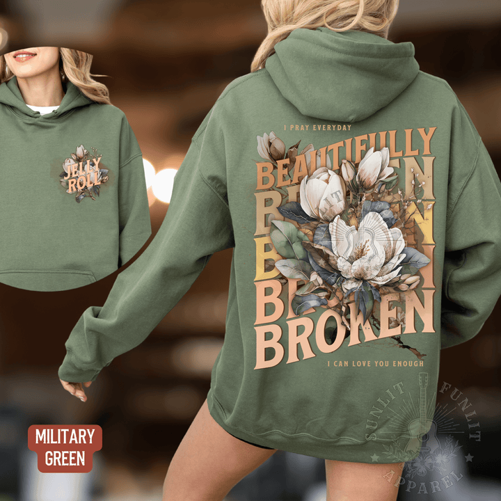 Jelly Beautifully Broken Floral Country Concert Hoodie - Sunlit Funlit | Graphic Tees for Country Concert Addicts