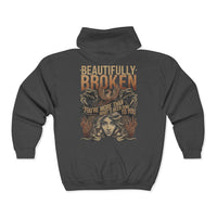 Thumbnail for Jelly Beautifully Broken Zip Up Hoodie - Sunlit Funlit Country Music Tees