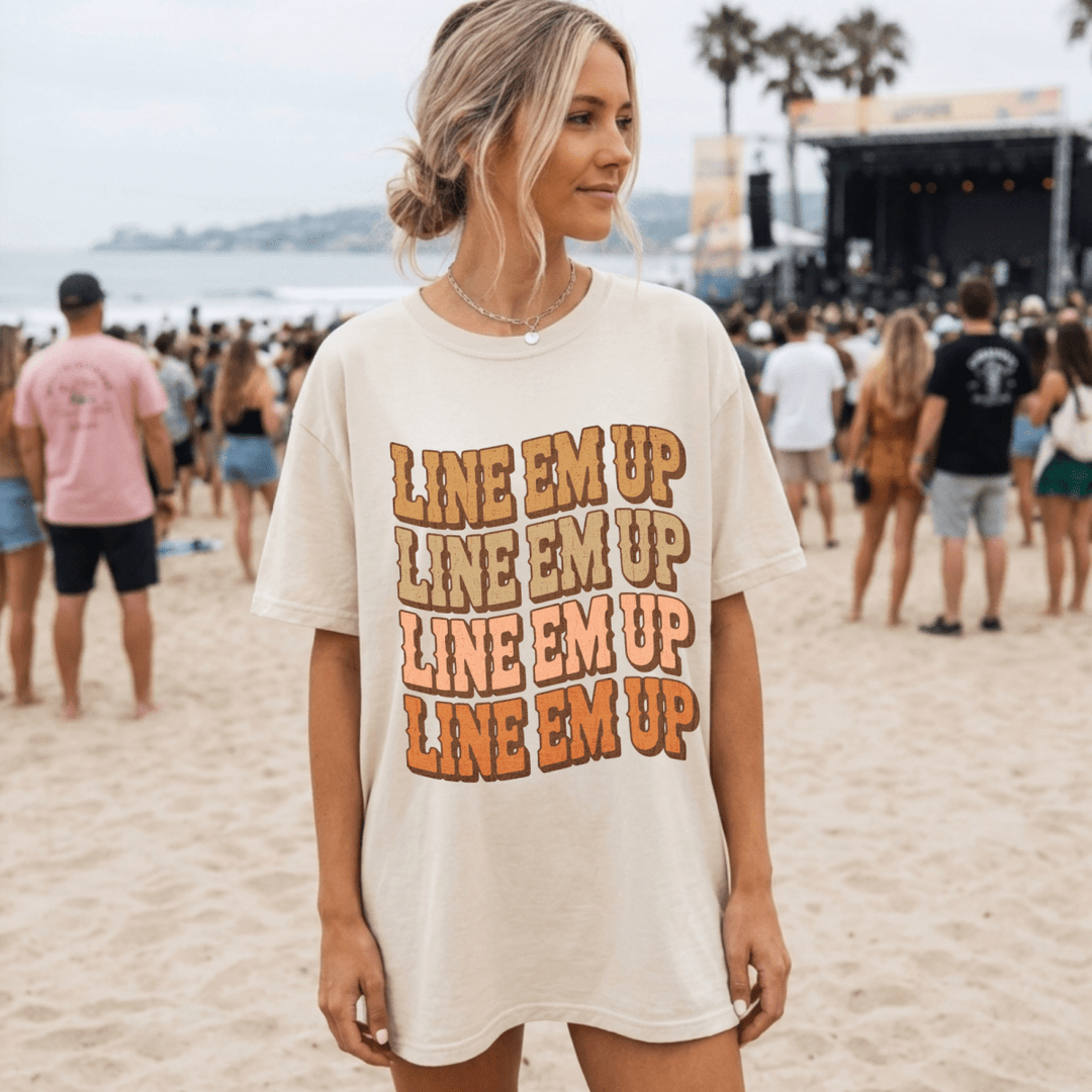 Line Em Up Western Country Concert Shirt - Sunlit Funlit Country Concert Tees