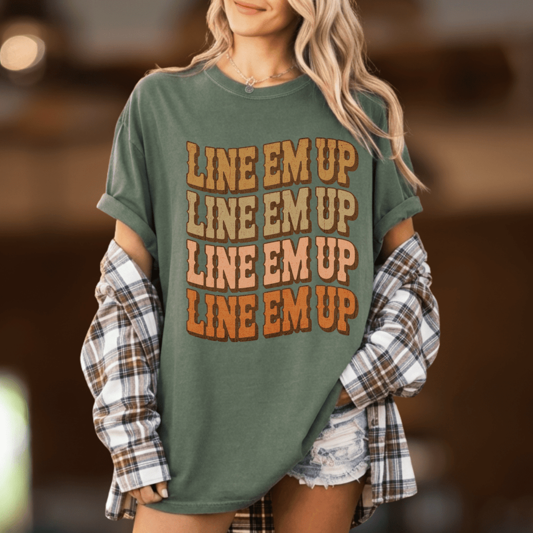 Line Em Up Western Country Concert Shirt - Sunlit Funlit Country Concert Tees