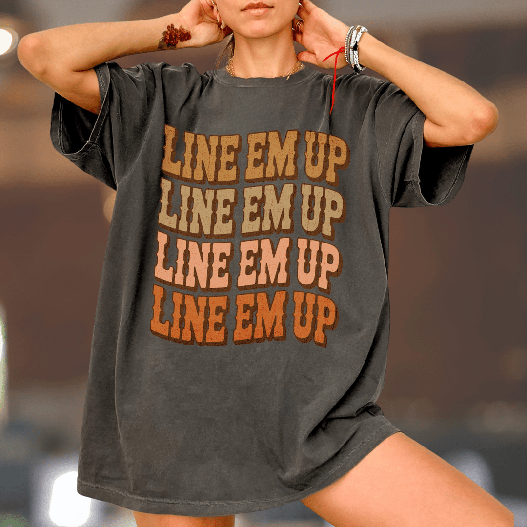 Line Em Up Western Country Concert Shirt - Sunlit Funlit Country Concert Tees