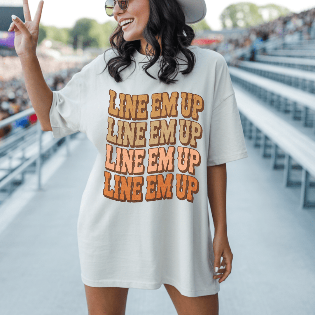Line Em Up Western Country Concert Shirt - Sunlit Funlit Country Concert Tees