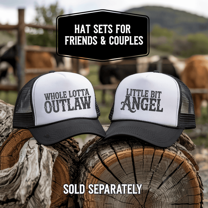 Little Bit Angel Country Trucker Hat - Sunlit Funlit | Graphic Tees for Country Concert Addicts