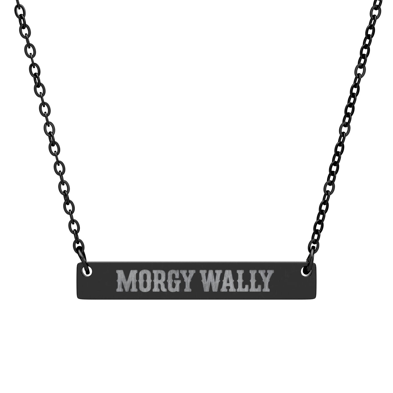 Morgy Wally Engraved Bar Necklace – Hypoallergenic Minimalist Pendant - Sunlit Funlit | Graphic Tees for Country Concert Addicts