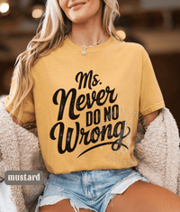 Thumbnail for Ms Never Do No Wrong Country Music Shirt - Sunlit Funlit | Graphic Tees for Country Concert Addicts