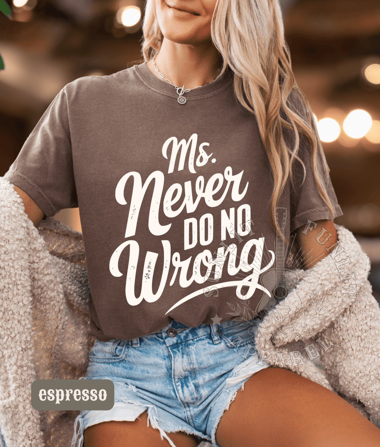 Ms Never Do No Wrong Country Music Shirt - Sunlit Funlit | Graphic Tees for Country Concert Addicts