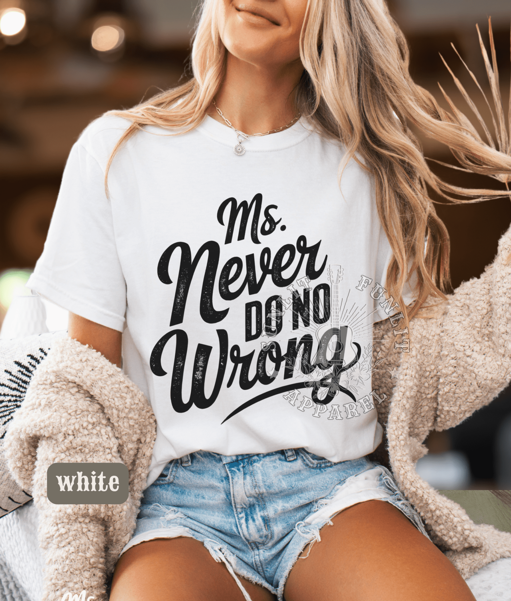 Ms Never Do No Wrong Country Music Shirt - Sunlit Funlit | Graphic Tees for Country Concert Addicts