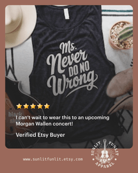 Thumbnail for Ms Never Do No Wrong Muscle Tank - Wallen Concert Tank Top - Sunlit Funlit | Graphic Tees for Country Concert Addicts