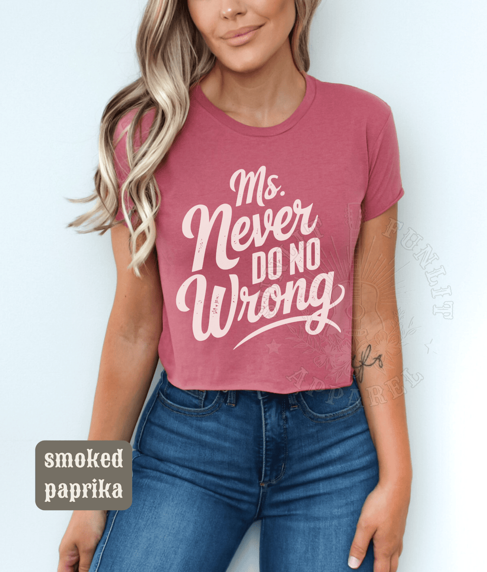 Ms Never Do No Wrong Wallen Concert Crop Top - Sunlit Funlit | Graphic Tees for Country Concert Addicts