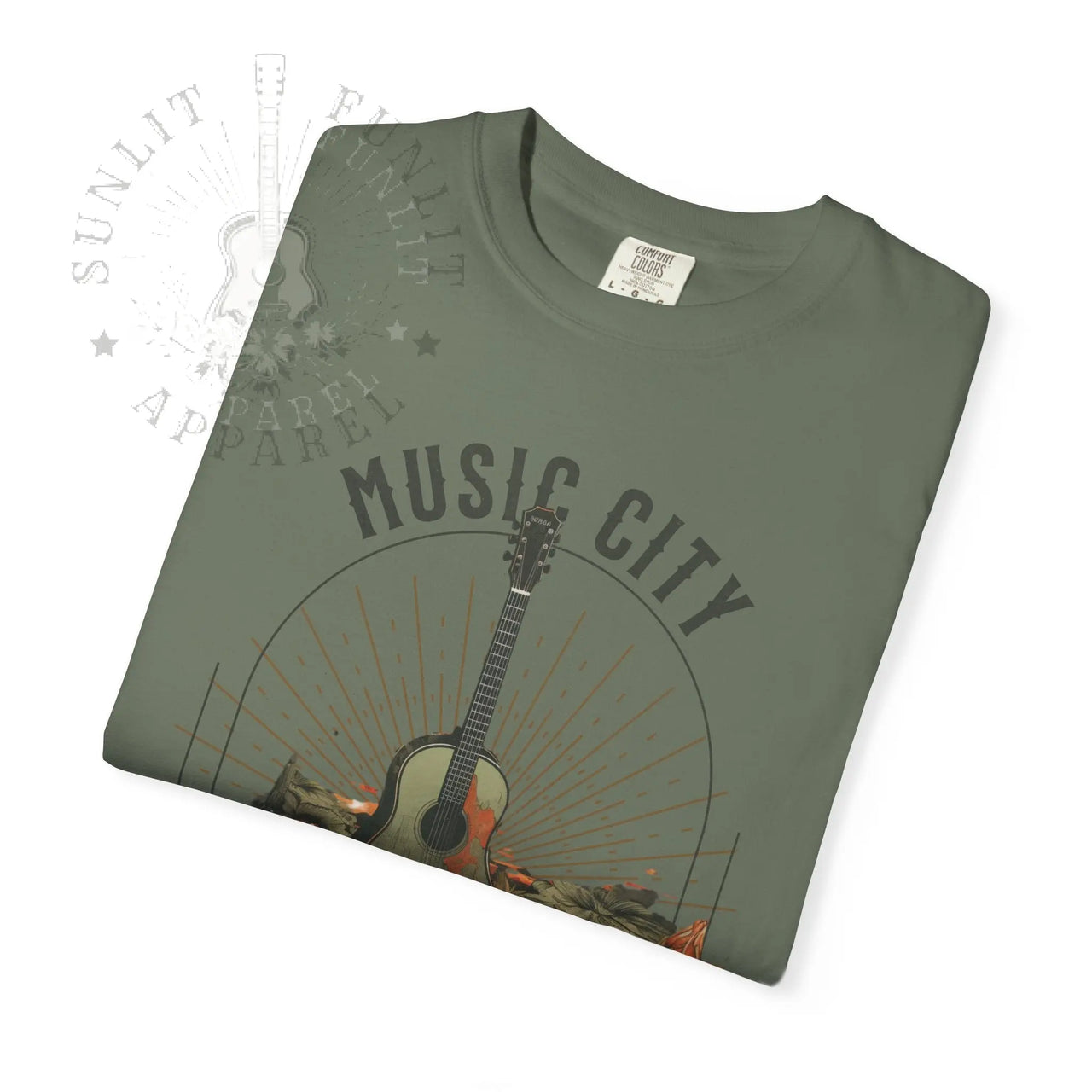 Nashville Music City Floral Comfort Colors Tee - Sunlit Funlit Country Music Tees
