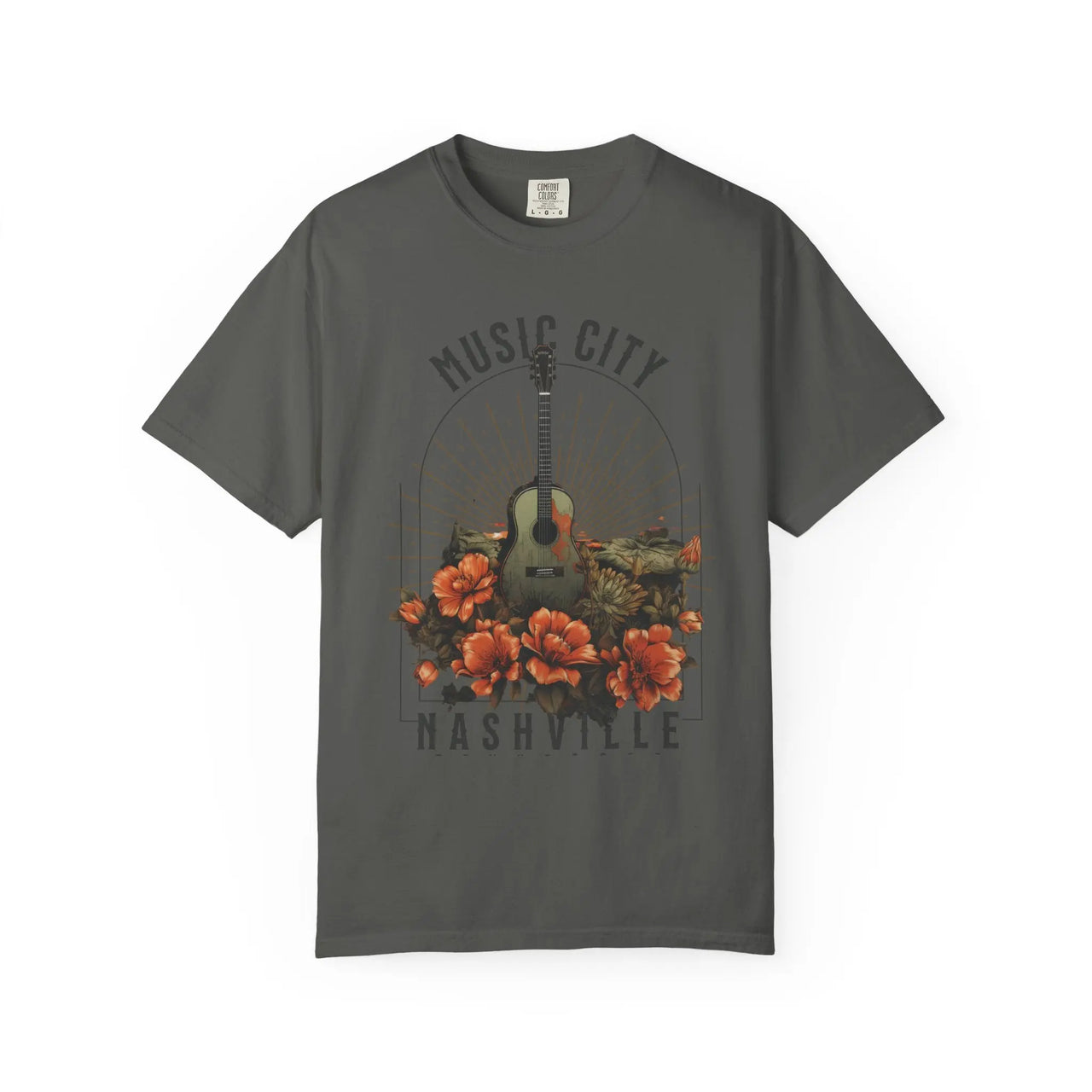 Nashville Music City Floral Comfort Colors Tee - Sunlit Funlit Country Music Tees