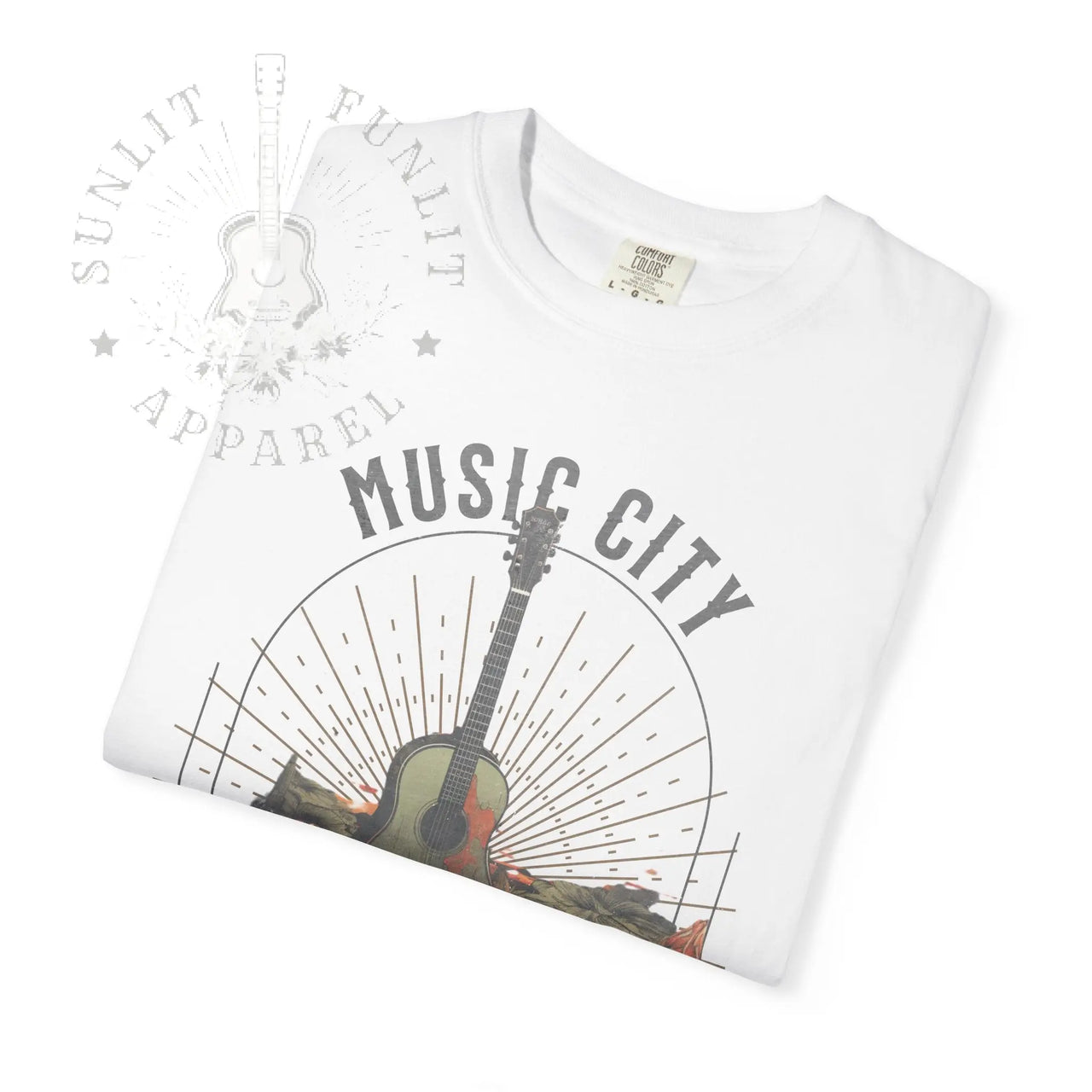 Nashville Music City Floral Comfort Colors Tee - Sunlit Funlit Country Music Tees