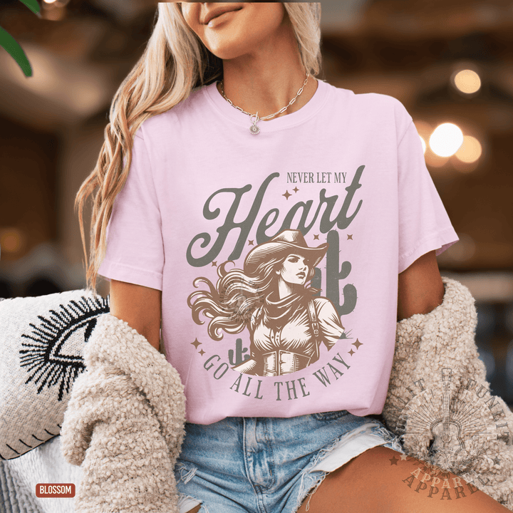 Never Let My Heart Go All The Way Comfort Colors Tee - Sunlit Funlit | Graphic Tees for Country Concert Addicts