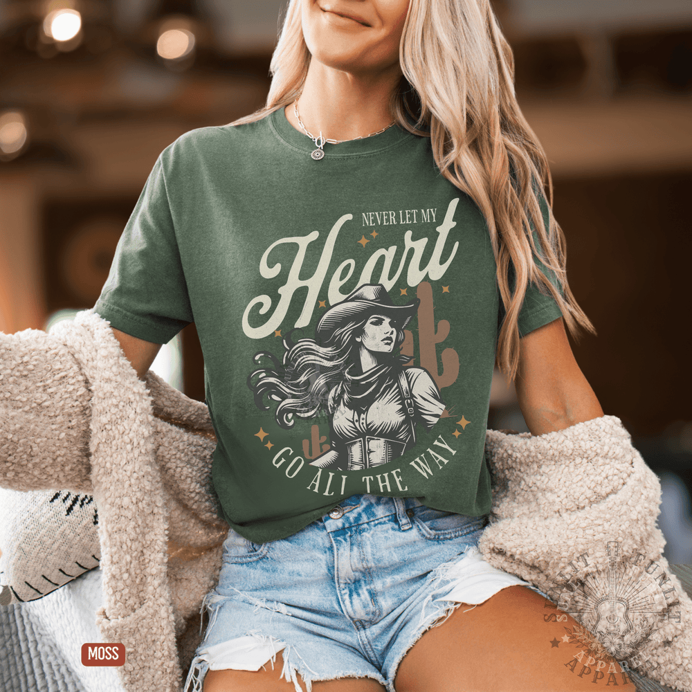 Never Let My Heart Go All The Way Comfort Colors Tee - Sunlit Funlit | Graphic Tees for Country Concert Addicts