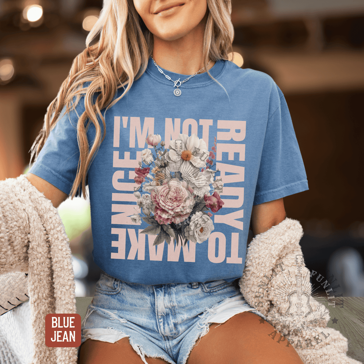Not Ready to Make Nice Country Fan Tee - Sunlit Funlit | Graphic Tees for Country Concert Addicts