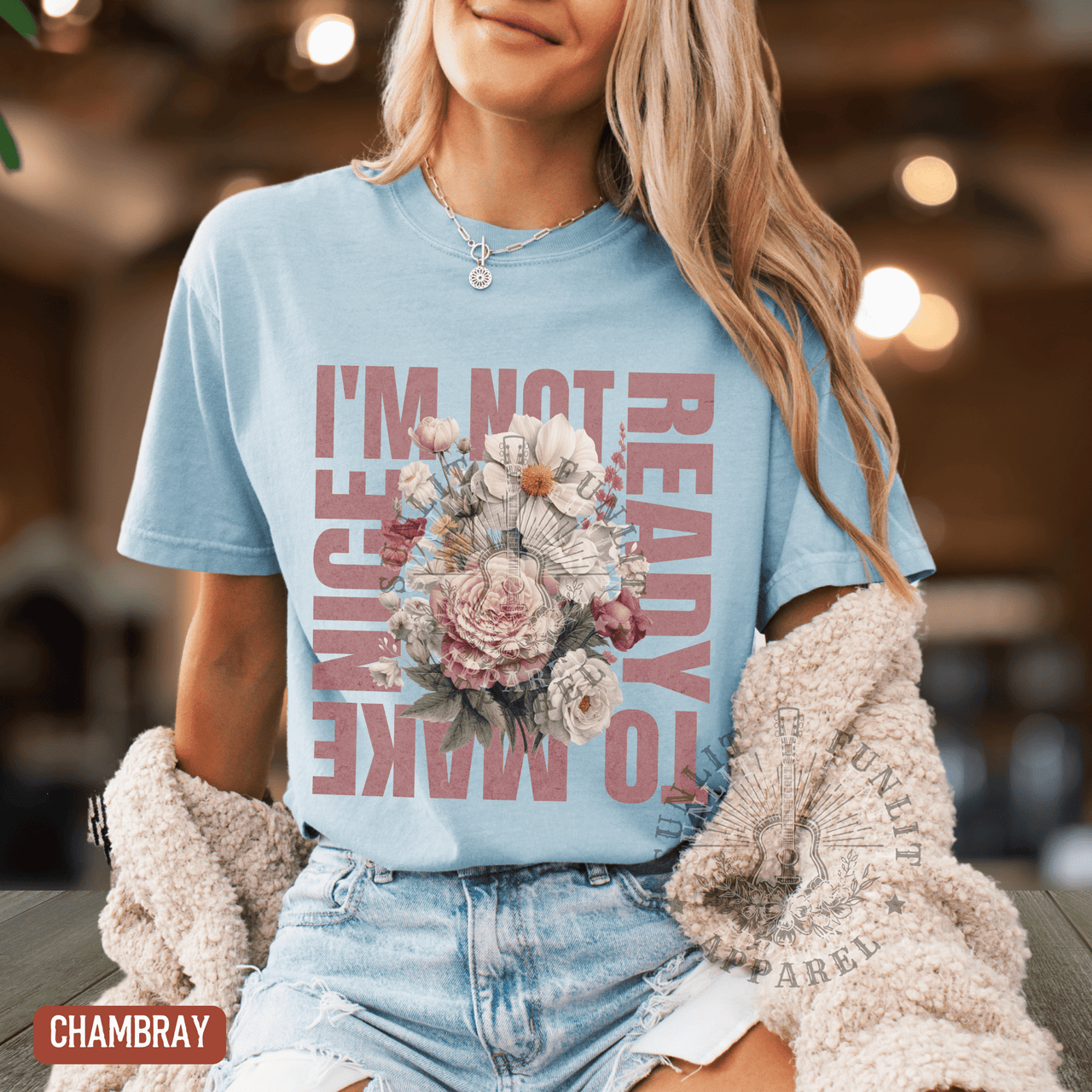 Not Ready to Make Nice Country Fan Tee - Sunlit Funlit | Graphic Tees for Country Concert Addicts