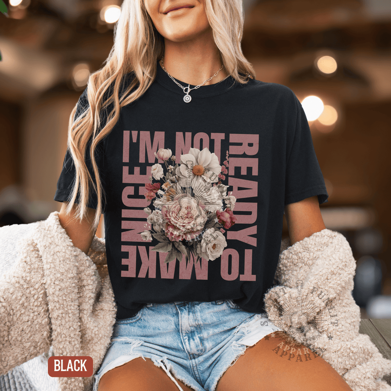 Not Ready to Make Nice Country Fan Tee - Sunlit Funlit | Graphic Tees for Country Concert Addicts
