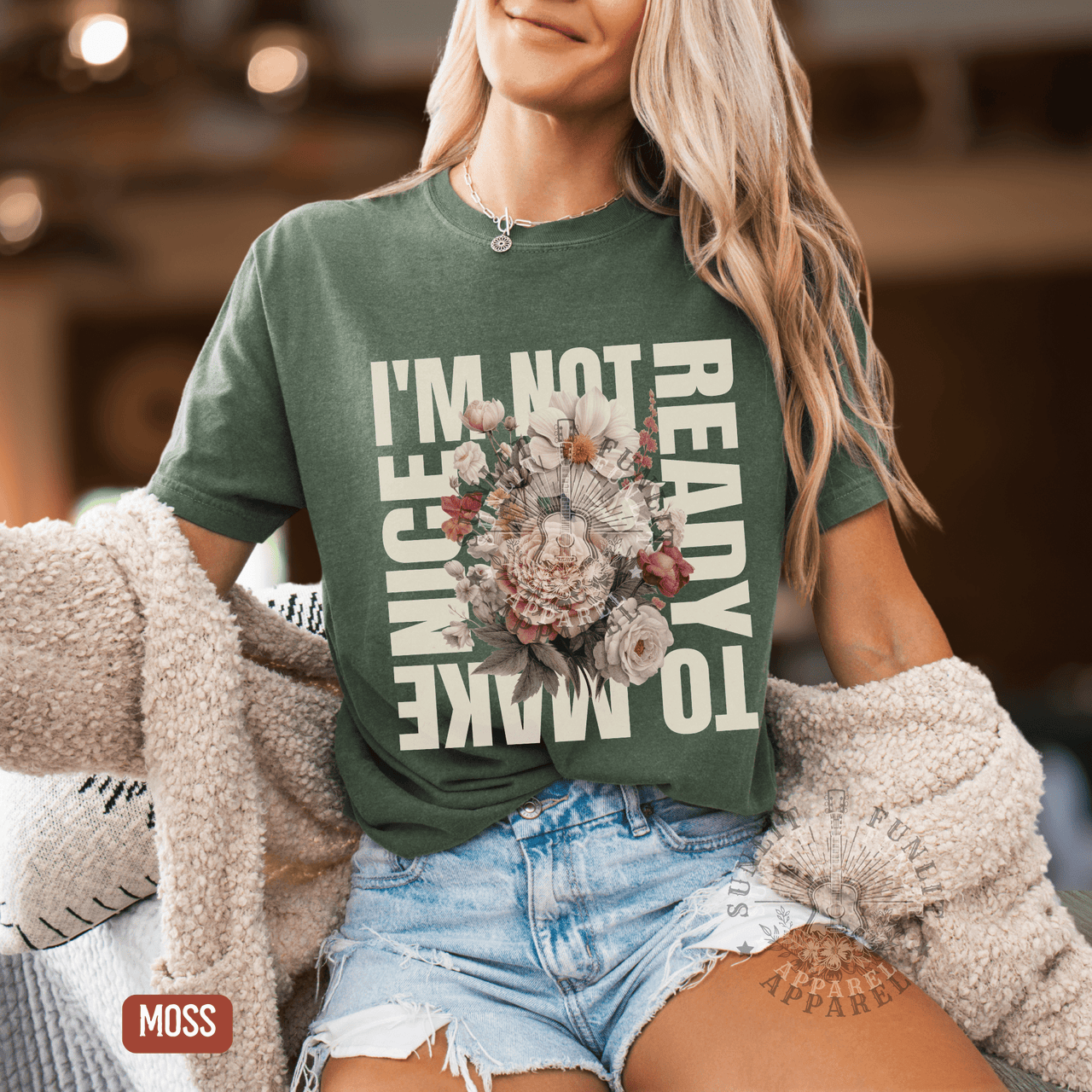 Not Ready to Make Nice Country Fan Tee - Sunlit Funlit | Graphic Tees for Country Concert Addicts