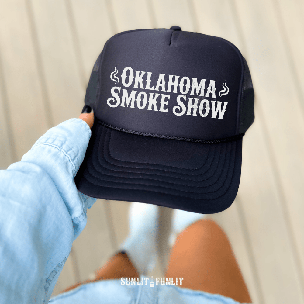 OK Smoke Show Country Trucker Hat - Sunlit Funlit | Graphic Tees for Country Concert Addicts