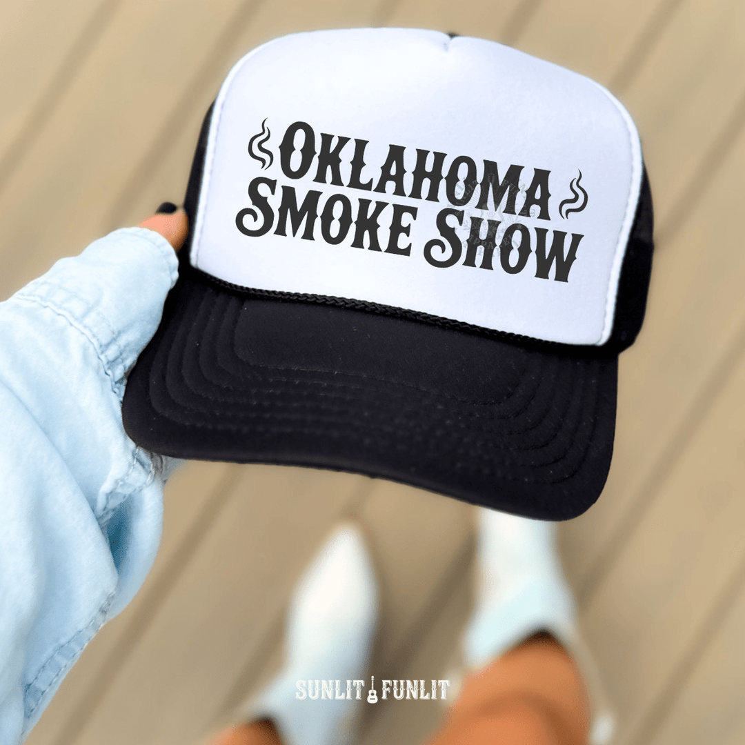 OK Smoke Show Country Trucker Hat - Sunlit Funlit | Graphic Tees for Country Concert Addicts